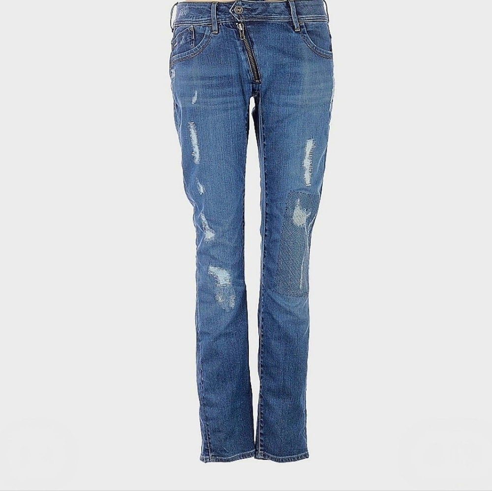 G-Star RAW Distressed & Reinforced Low-rise Jeans with a Slanted Zipper